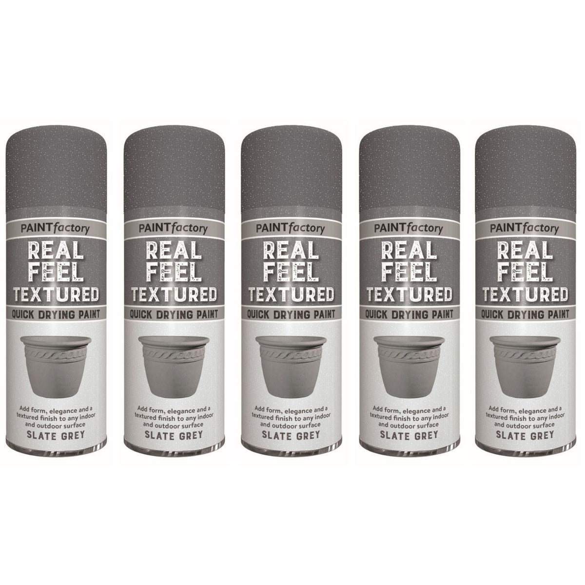 5X - Paint Factory Real Feel Grey 400ml Textured Spray Paint