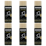 Six cans of Canbrush C40 sand beige spray paint for metal plastic and wood surfaces