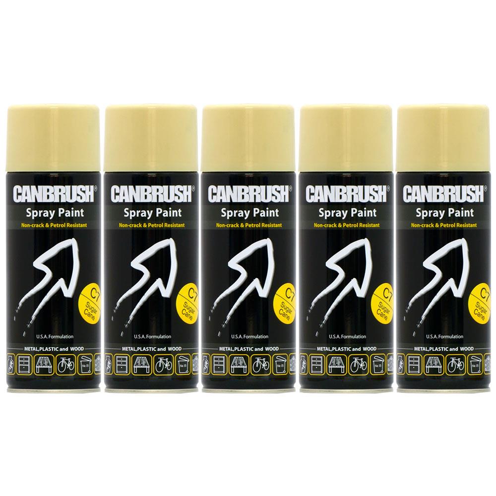 Canbrush C7 Sugar Cane spray paint cans with beige caps for metal plastic and wood surfaces