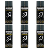 Set of six Canbrush dark grey spray paint 400ml cans for metal plastic and wood surfaces