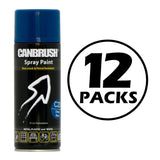 Canbrush Deep Blue Spray Paint can with non-crack and petrol resistant formula in 12 pack