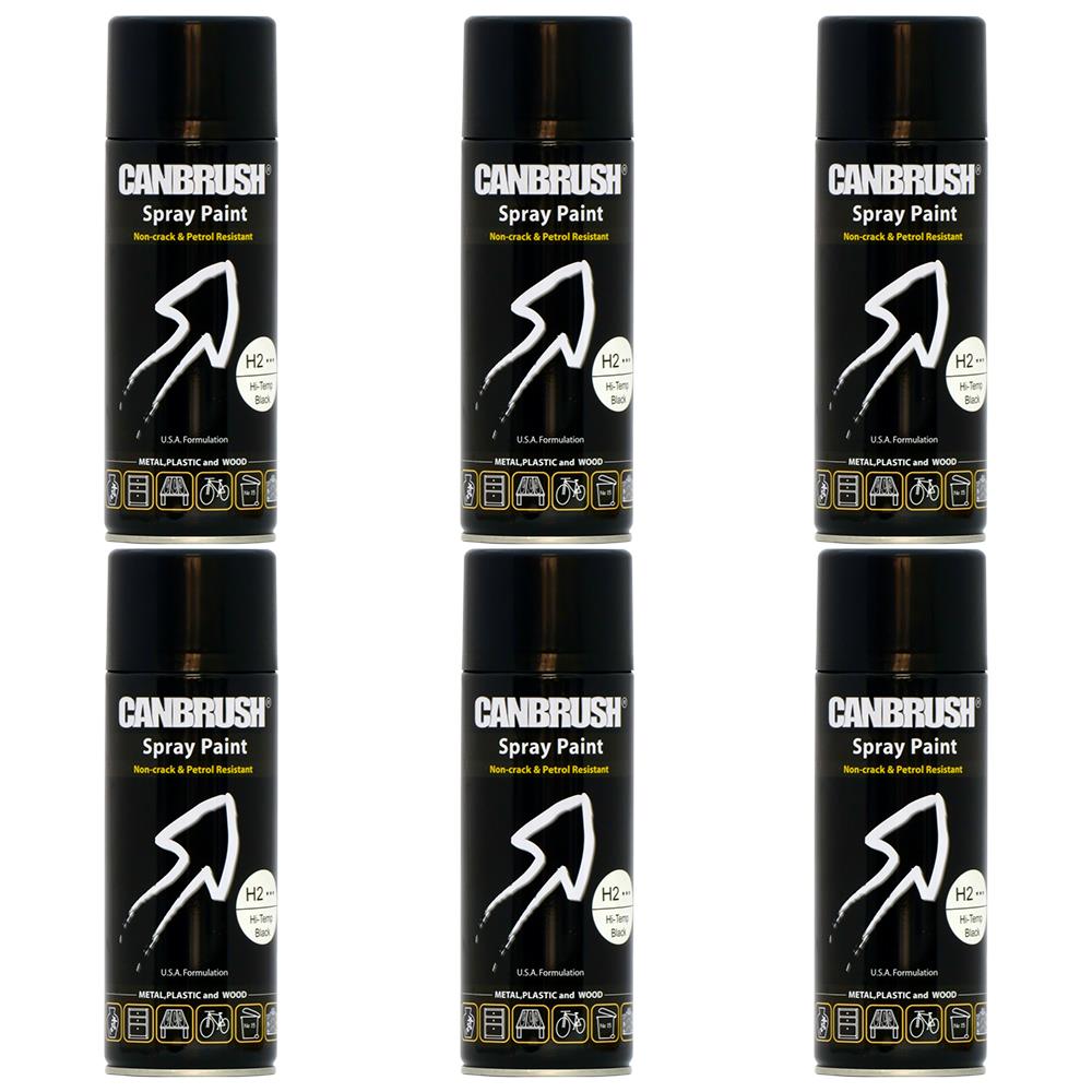 Canbrush high temperature black spray paint cans set with non crack and petrol resistant formula