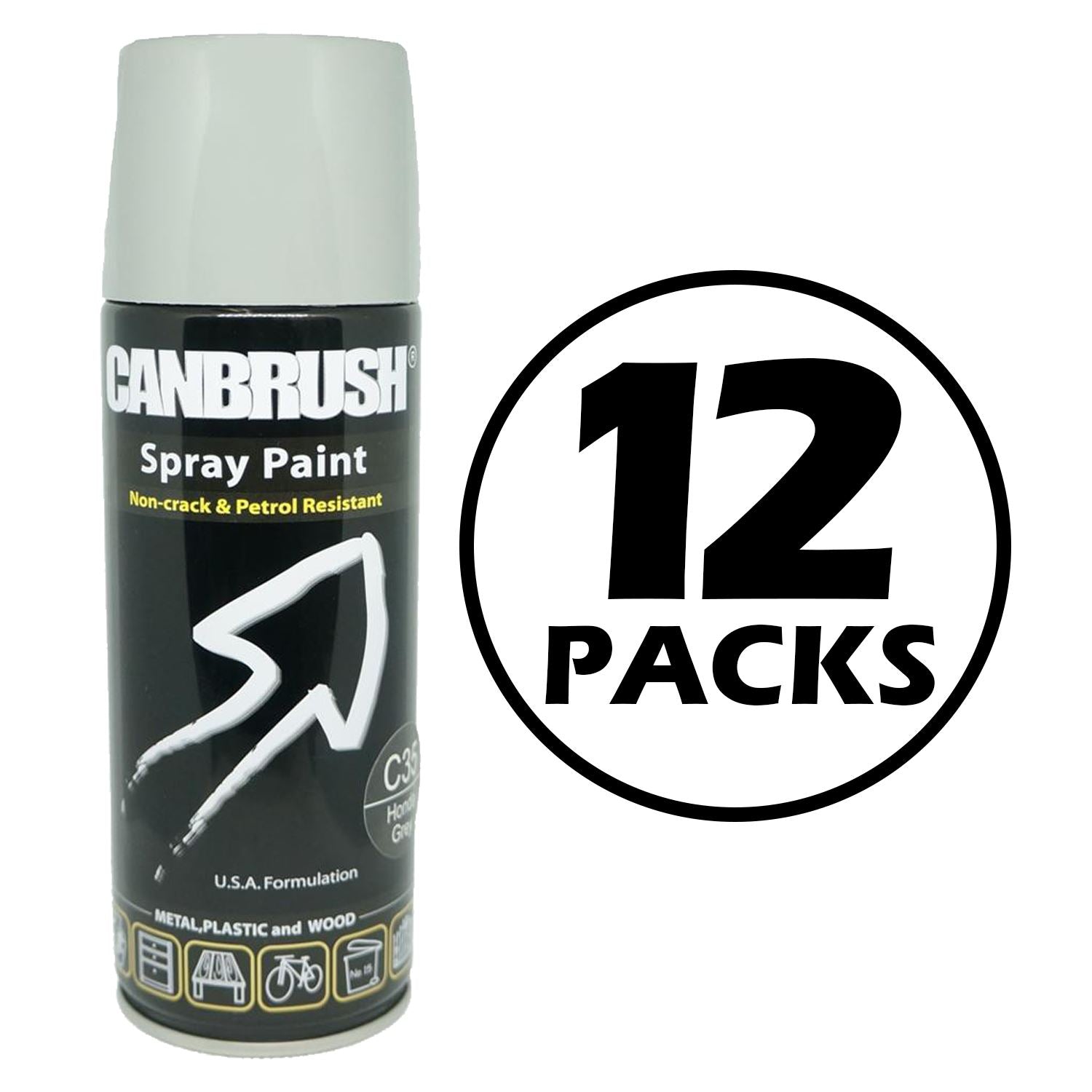Canbrush Honda grey spray paint 400ml can with non-crack and petrol resistant formula 12 pack