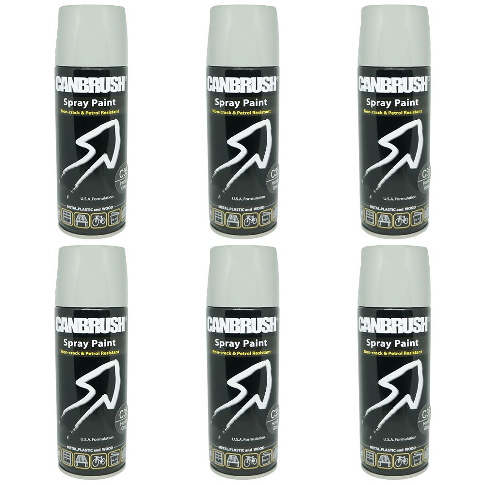 Six cans of Canbrush Honda grey spray paint 400ml with non-crack and petrol resistant formula