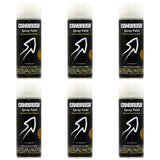 Canbrush Leo Beige spray paint cans arranged in two rows of three, black label with white arrow design