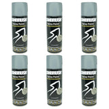 Six cans of Canbrush pale grey spray paint for smooth and durable coating on metal plastic and wood