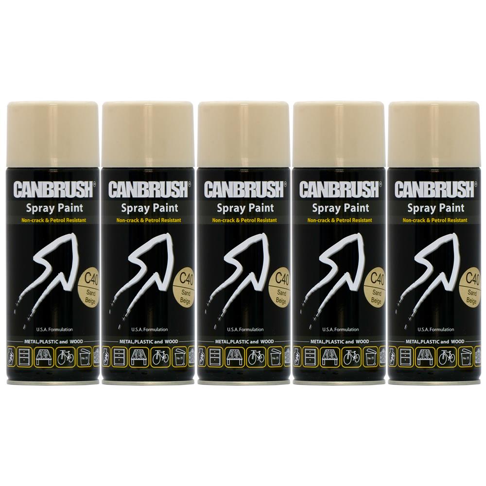 Canbrush sand beige spray paint cans set with non-crack and petrol resistant formula