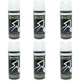 Canbrush satin white spray paint 400ml cans arranged in two rows on white background
