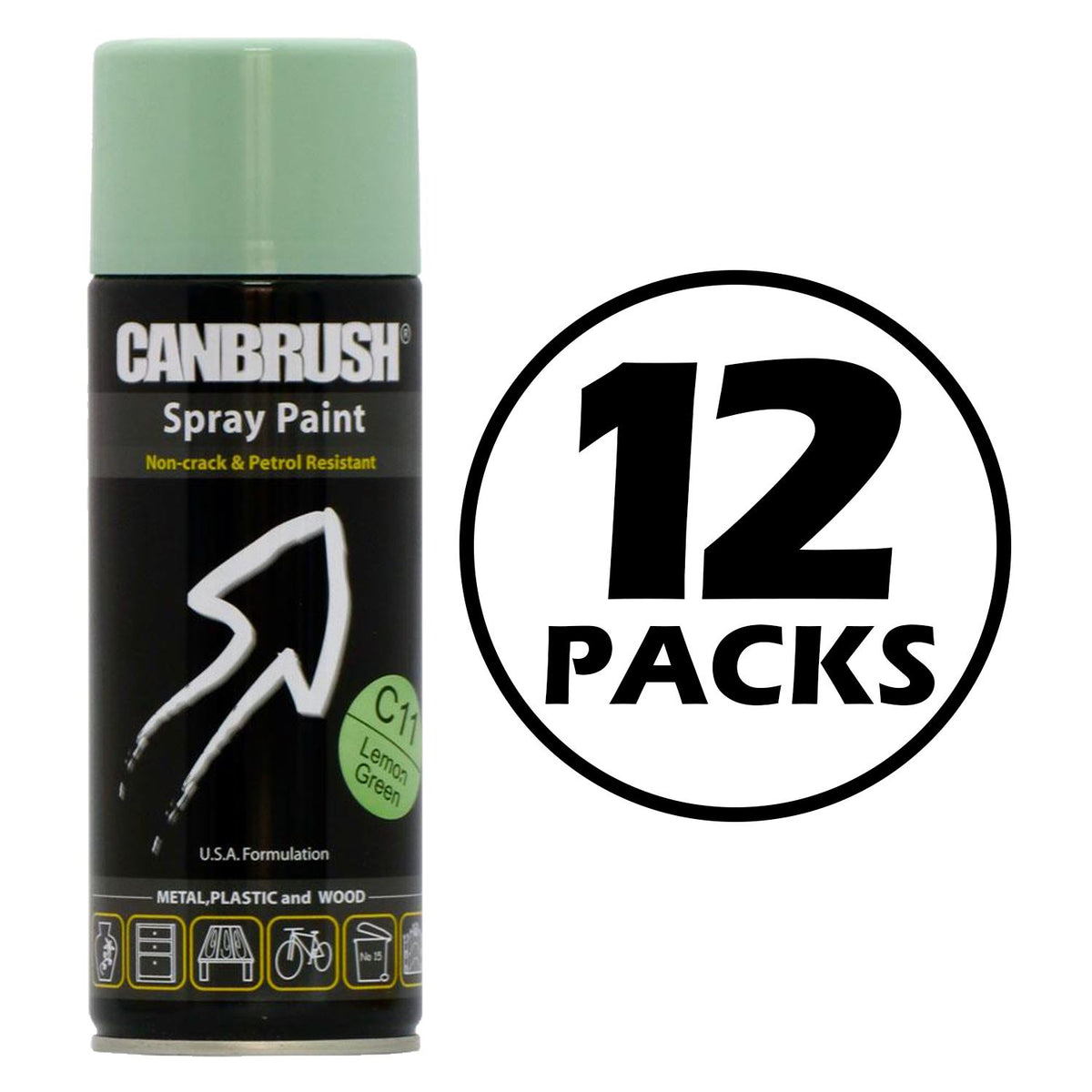Canbrush surf green spray paint bulk 12 packs non-crack and petrol resistant cans