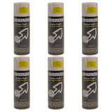 Canbrush white primer spray paint cans arranged in two rows of three with gray and white labels