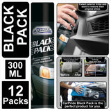 CarPride black plastic bumper restorer spray paint can from Black Pack 300ml pack of 12