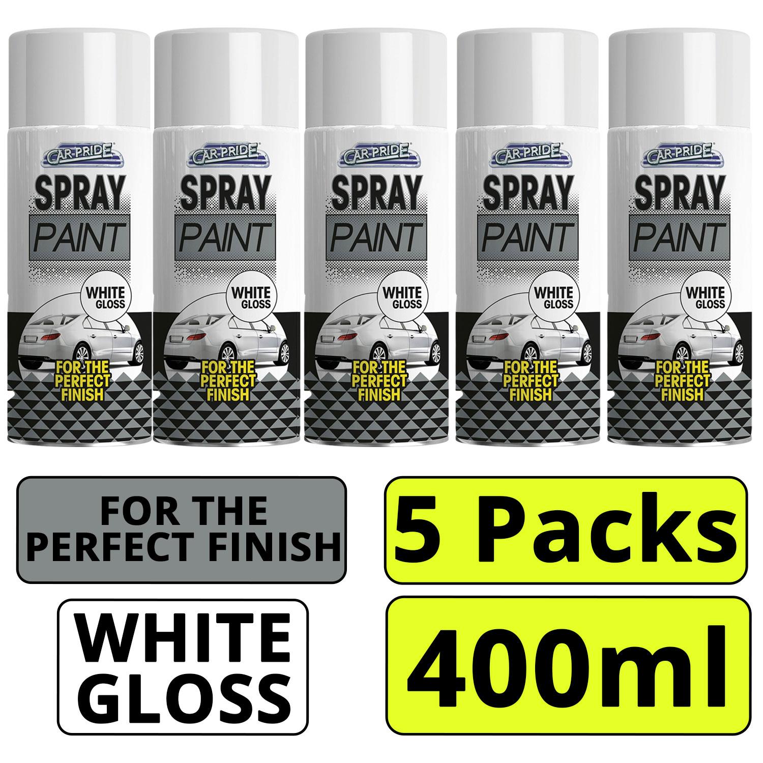 5X Gloss White Car Spray 400ml Spray Paint