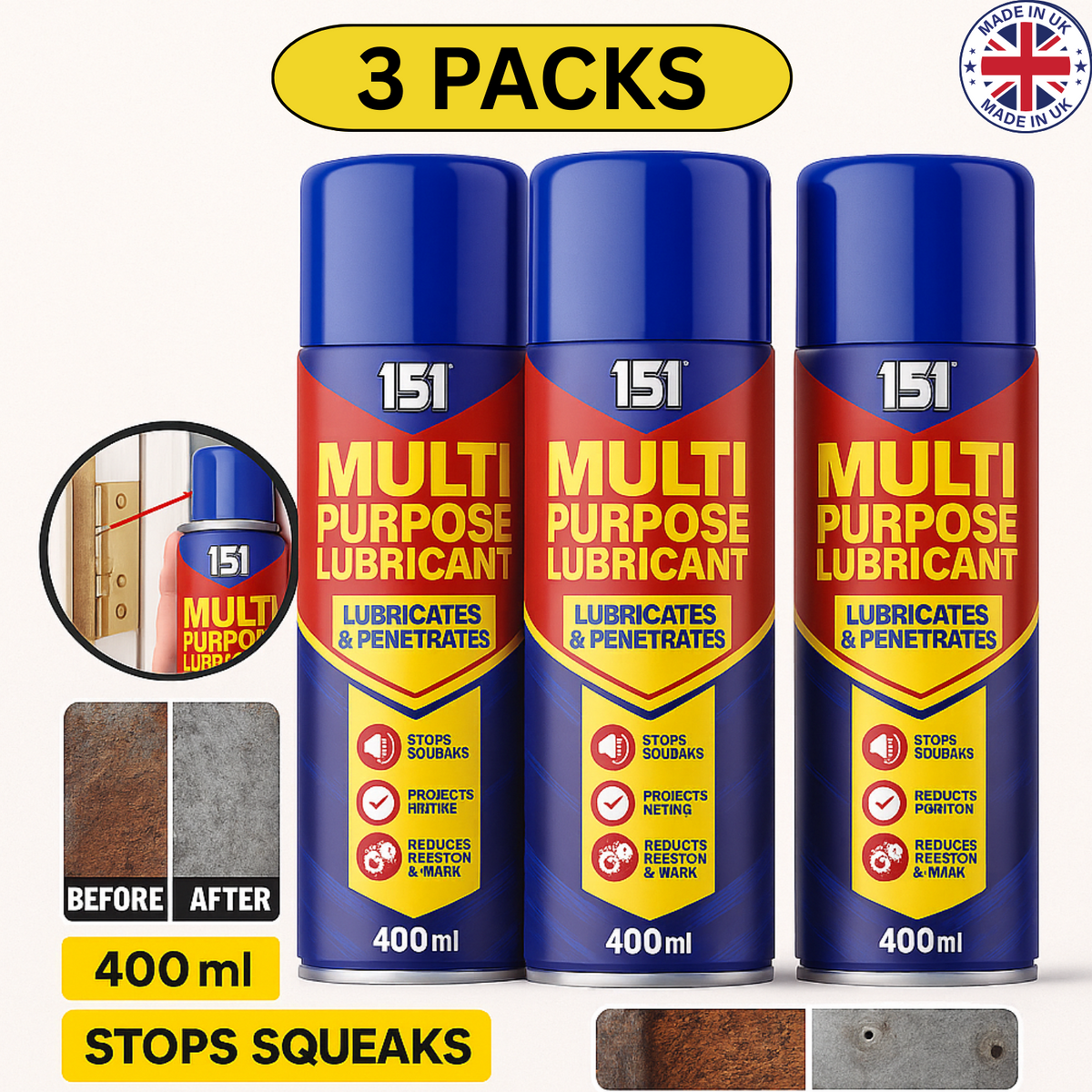3X 151 Multi-Purpose Lubricant Spray lubricants & Penetrates 300ml