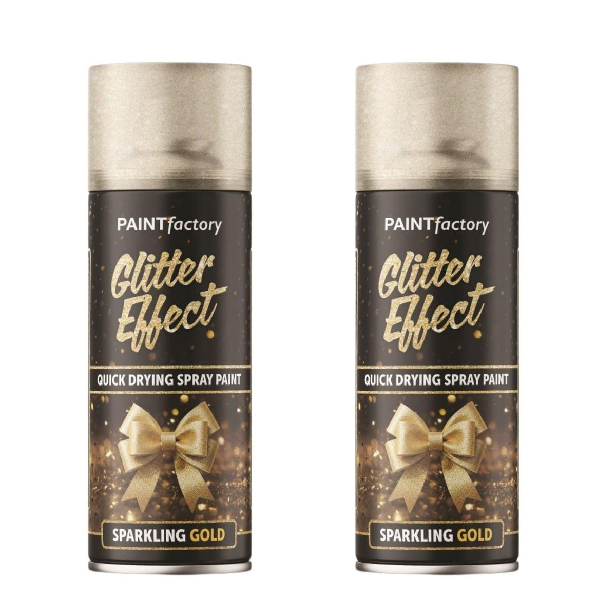 2X - Paint Factory Gold Glitter Effect Spray Paint 400ml
