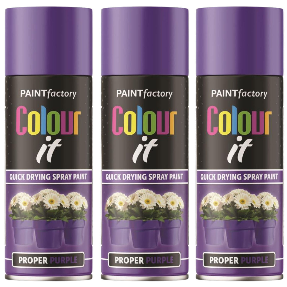 3X Paint Factory Proper Purple Gloss Spray Paint 400ml