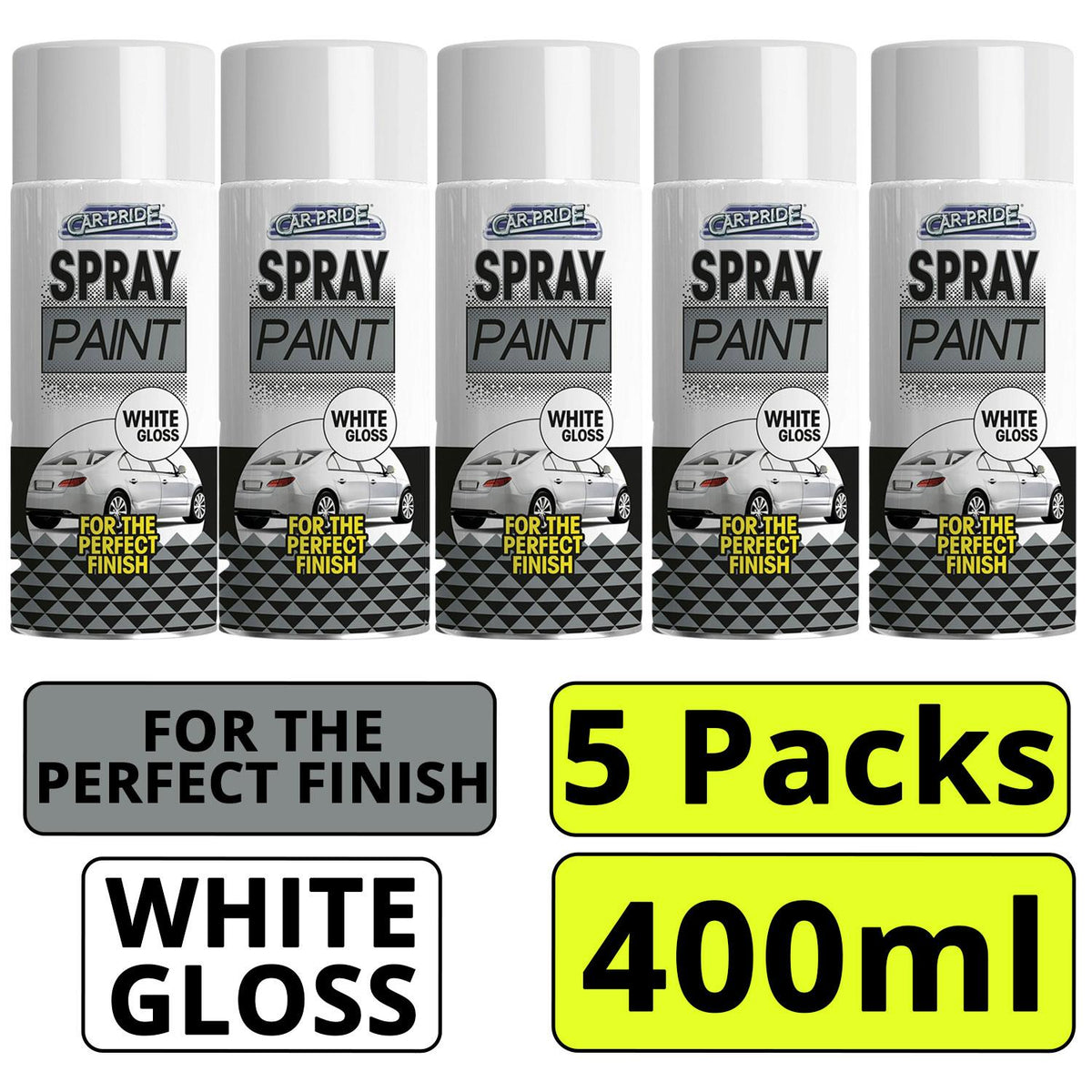 5X - Gloss White Car Spray 400ml