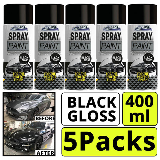 5X - Gloss Black Car Spray 400ml