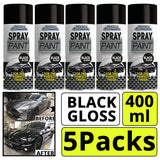5X - Gloss Black Car Spray 400ml
