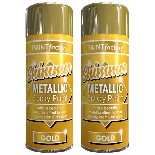 2X Paint Factory All Purpose Gold Metallic Spray Paint 200ml