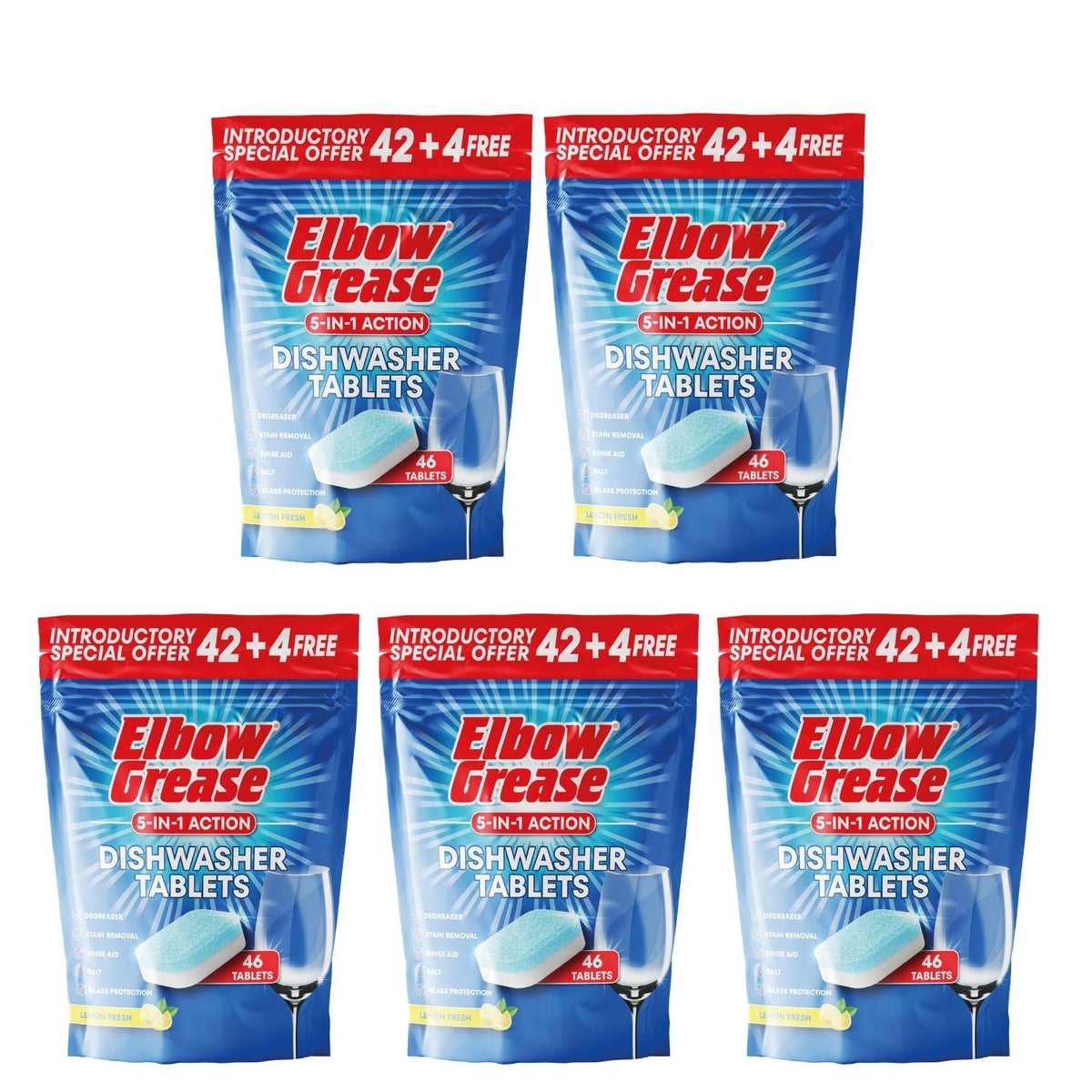 5X - Elbow Grease Dishwasher Tablets 46Pk