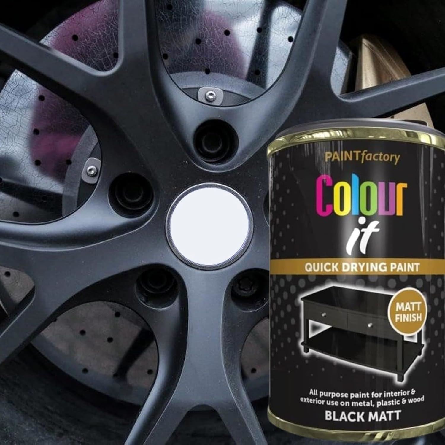 Black matt tin paint 300ml from Paint Factory, ideal for interior and exterior surfaces