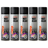 5X Promatic Matt Black Spray Paint 500ml