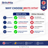 Brits Vita Omega 3 Fish Oil 1000mg, 60 Softgels, for Heart, Brain & Vision