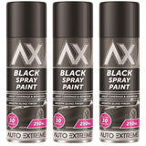 3X Auto Extreme Black Gloss Spray Paint 250ml