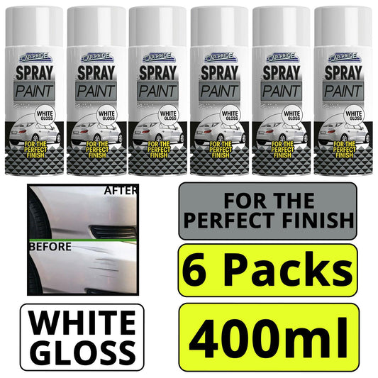 6X - Gloss White Car Spray 400ml