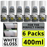 6X - Gloss White Car Spray 400ml