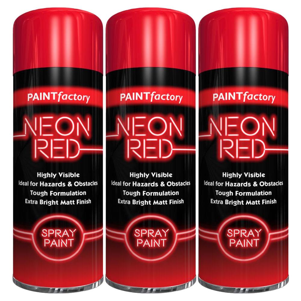 3X Paint Factory Red Fluorescent Neon Spray Paint 200ml Spray Paint