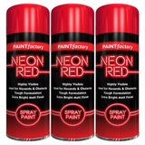 3X Paint Factory Red Fluorescent Neon Spray Paint 200ml Spray Paint