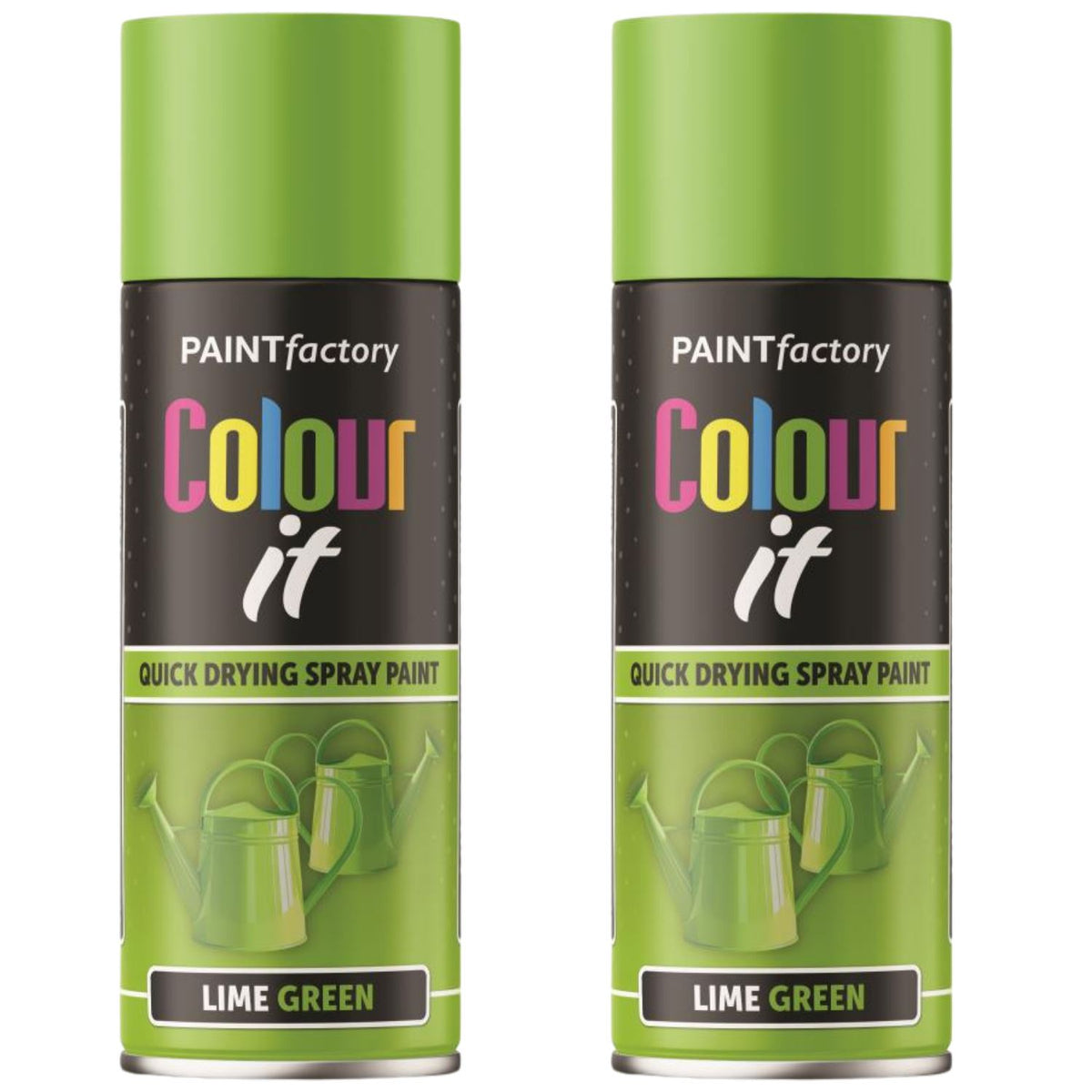 2X Paint Factory Lime Green Gloss Spray Paint 400ml