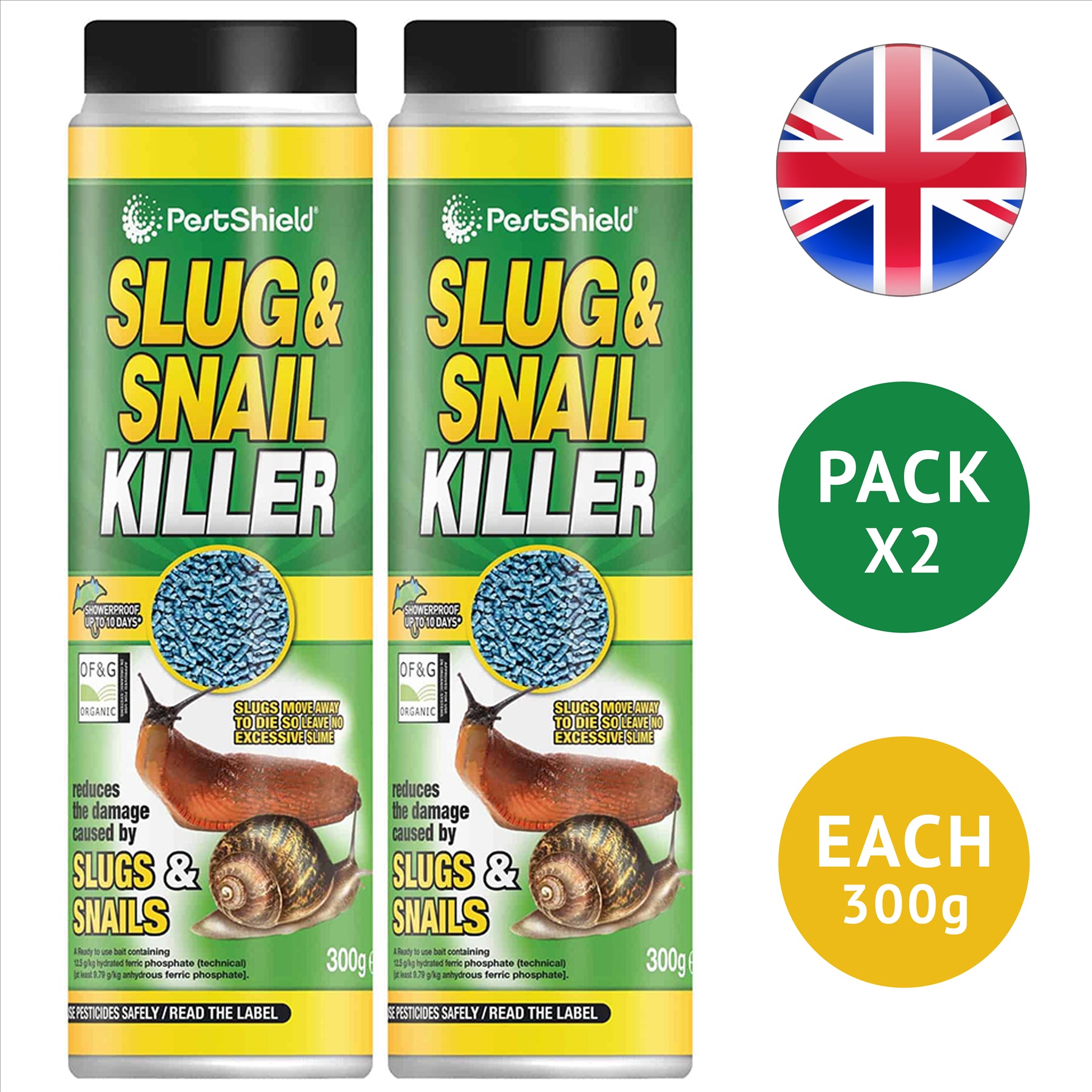 2X Pestshield Slug & Snail Killer 300G Pest Control