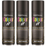 3X Paint Factory Black Matt Spray Paint 250ml