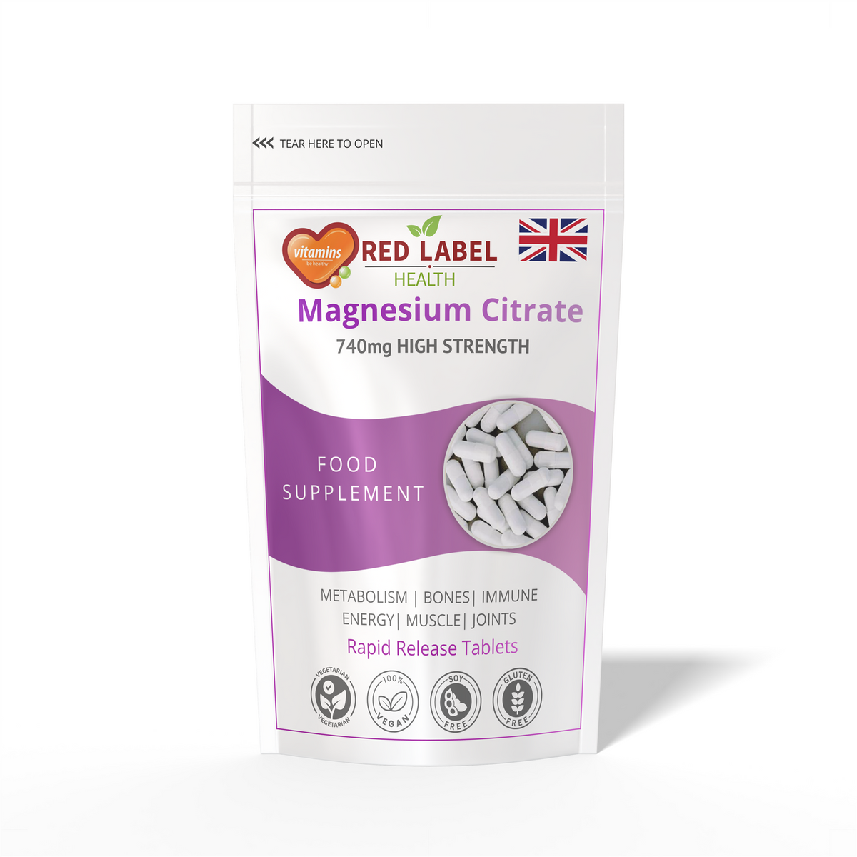 Magnesium Citrate 740mg - 365 Capsules High Strength Fatigue & PMS