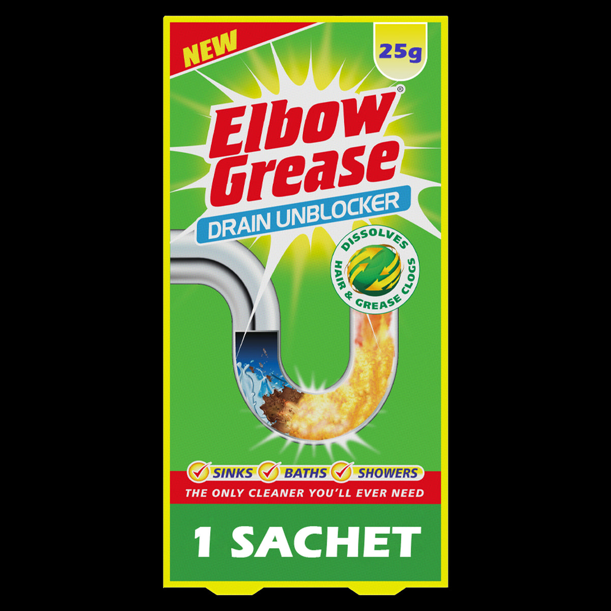 Drain Away Elbow Grease Sachets 25G Drain Cleaner