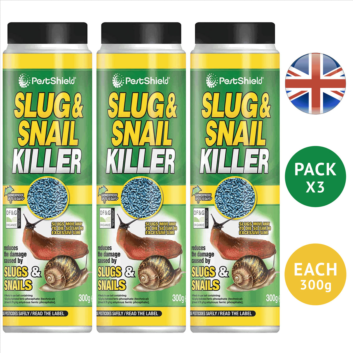3X Pestshield Slug & Snail Killer 300G Pest Control