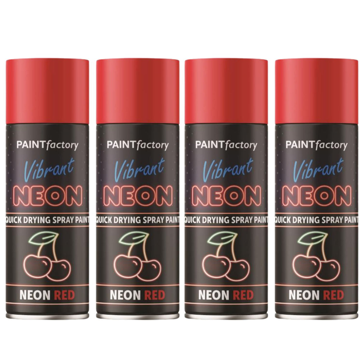 4X Paint Factory Red Fluorescent Neon Spray Paint 200ml