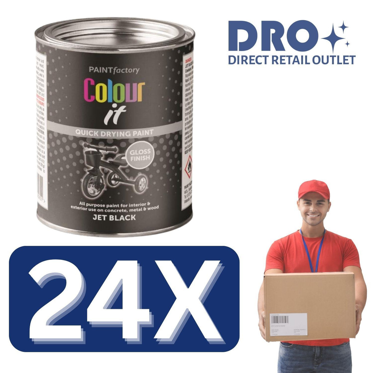 24X - Paint Factory Jet Black Gloss Tin 300ml