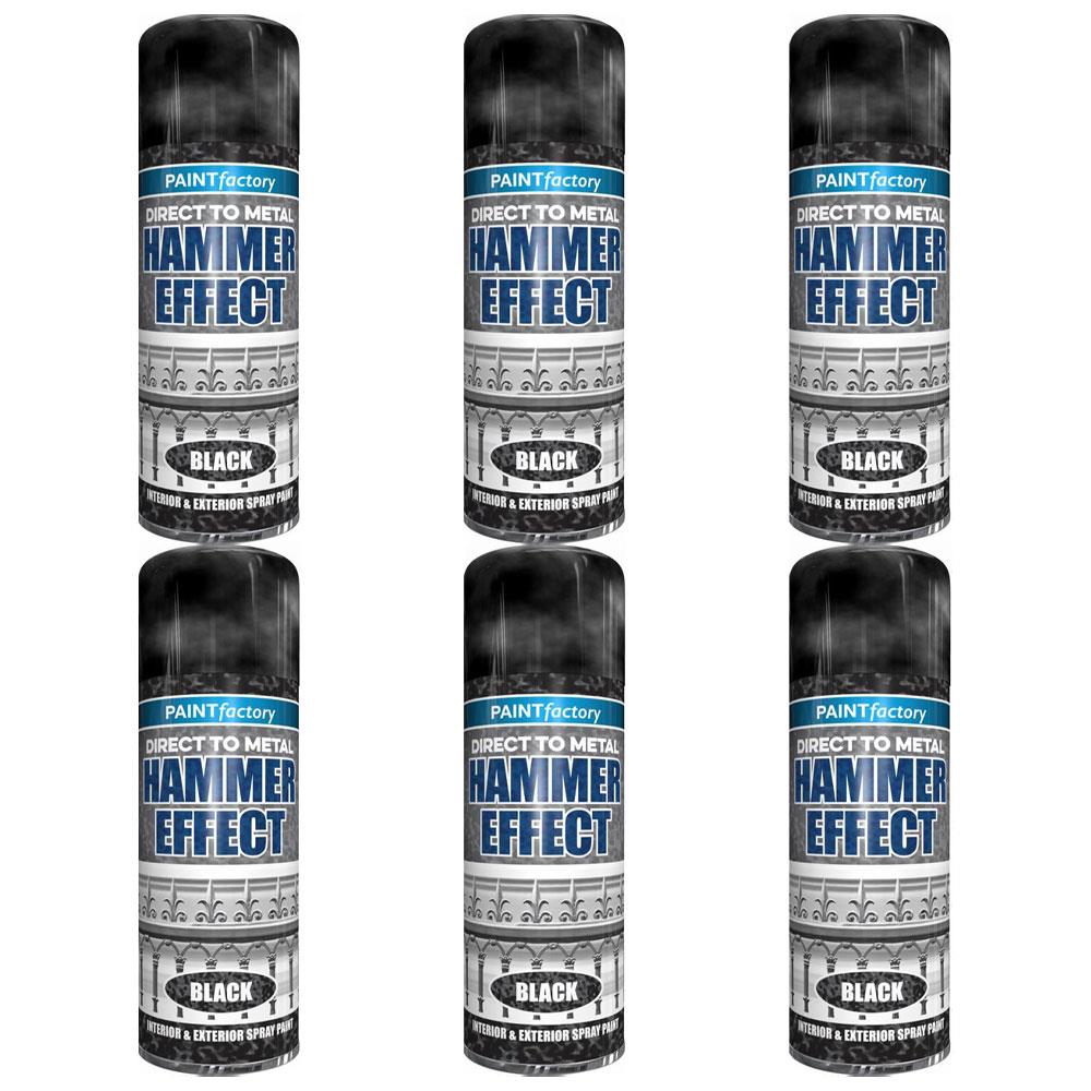 6X Paint Factory Hammered Black Spray Paint 400ml