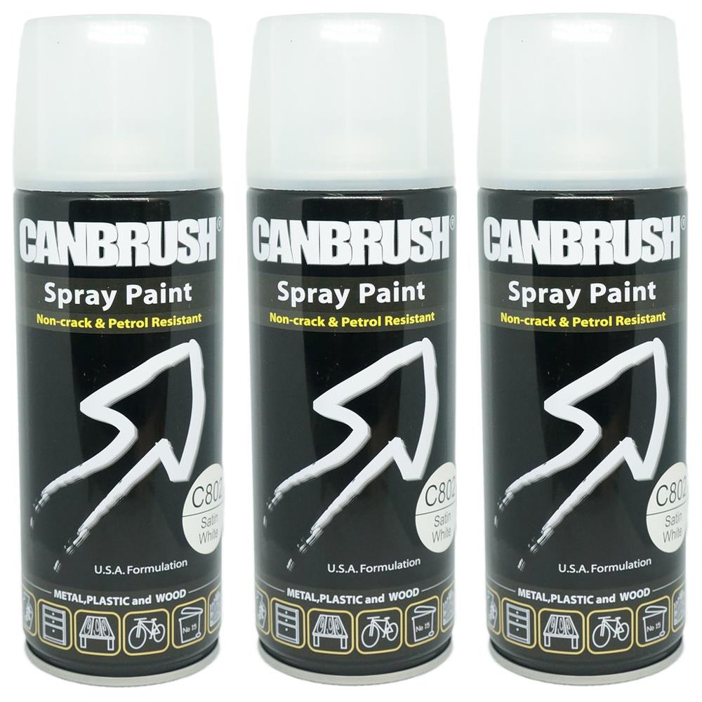 3X Canbrush C802 Satin White Spray Paint 400ml