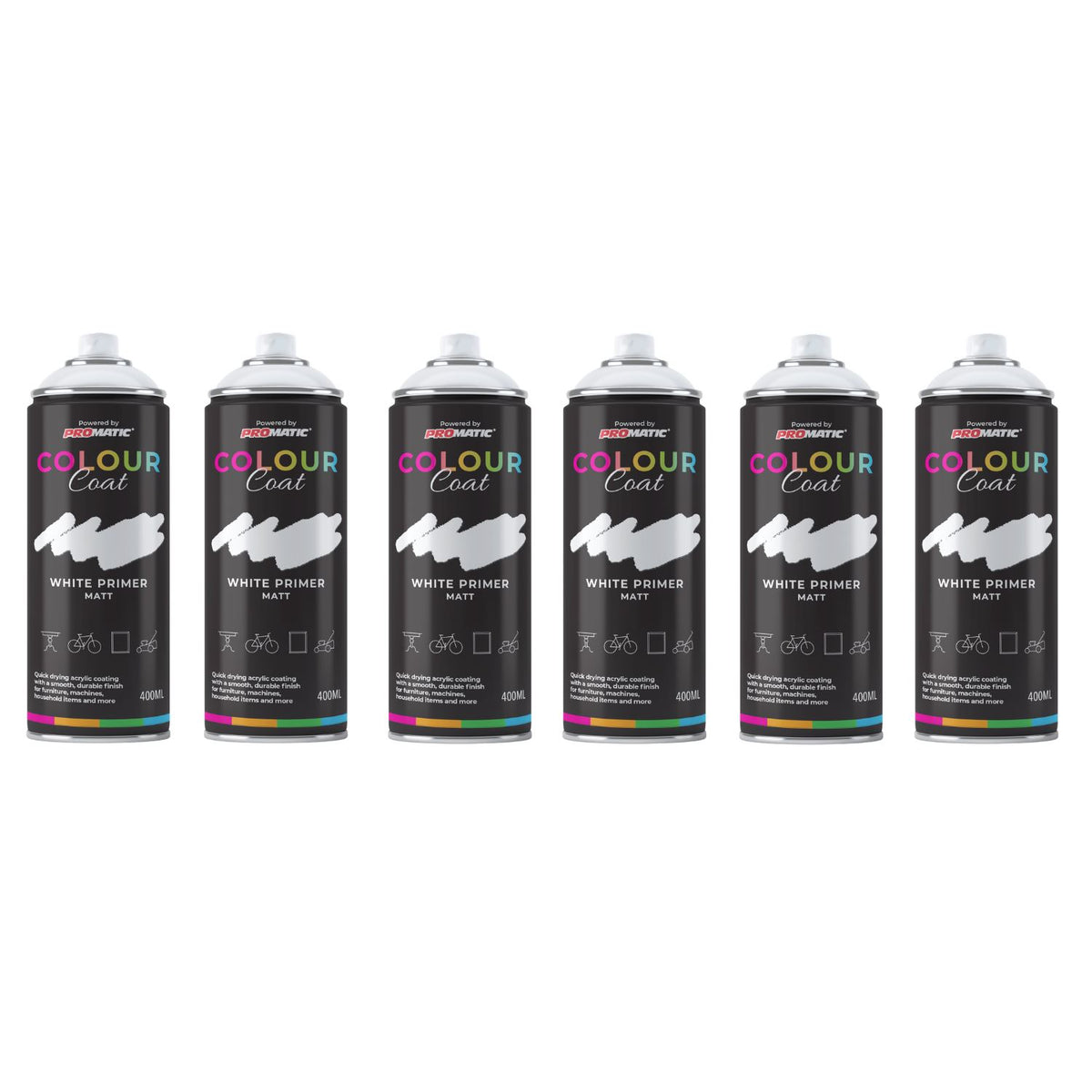 6X White Primer Matt Spray Paint 400ml