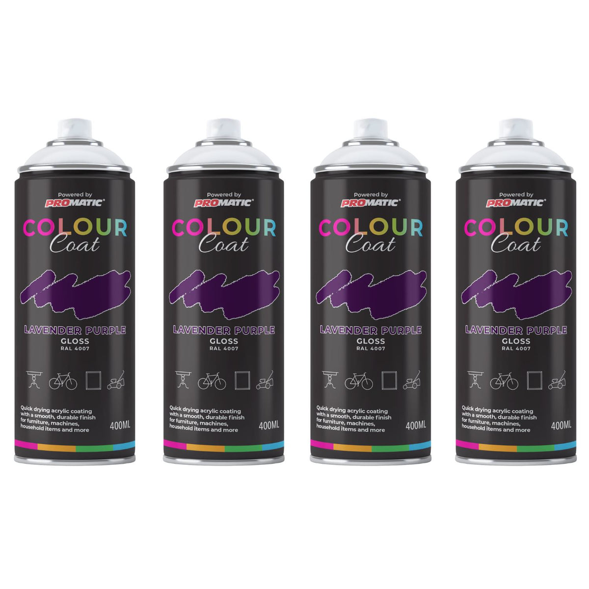 4X Lavender Purple RAL 4007 Gloss Spray Paint 400ml
