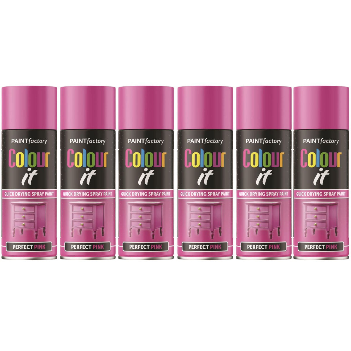 6X Paint Factory Perfect Pink Gloss Spray Paint 400ml