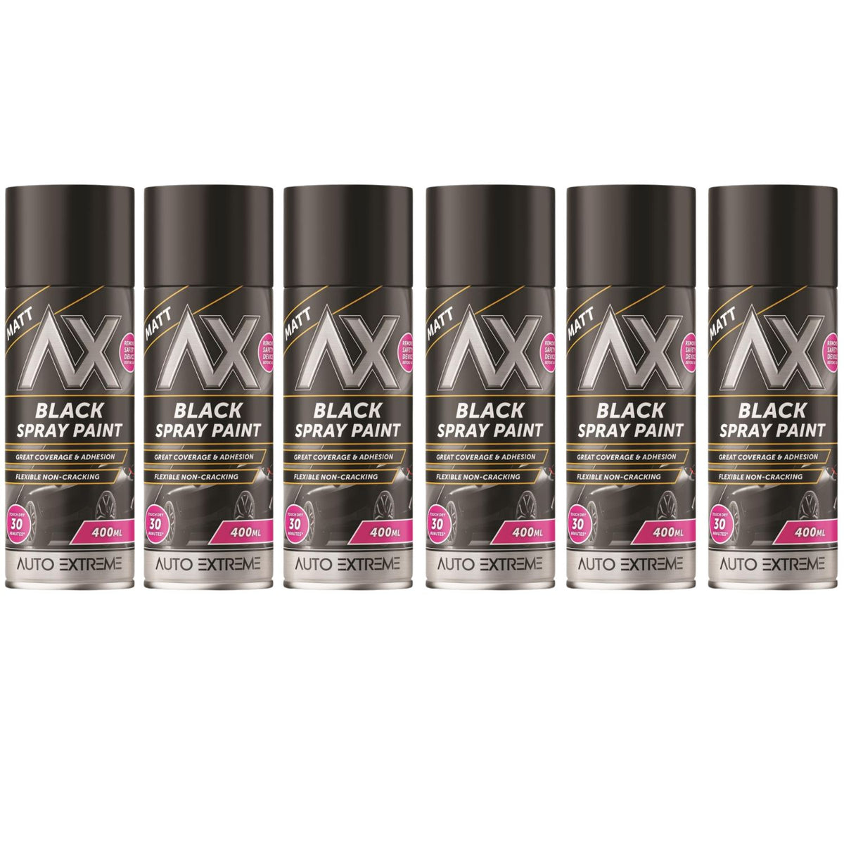 6X Auto Extreme Black Matt Spray Paint 400ml
