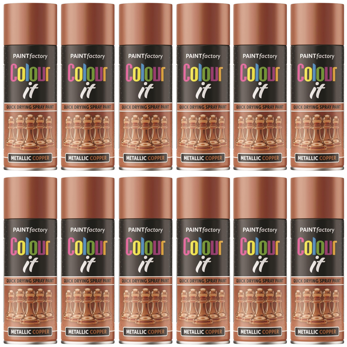 12X Paint Factory Copper  Metallic Spray Paint 400ml