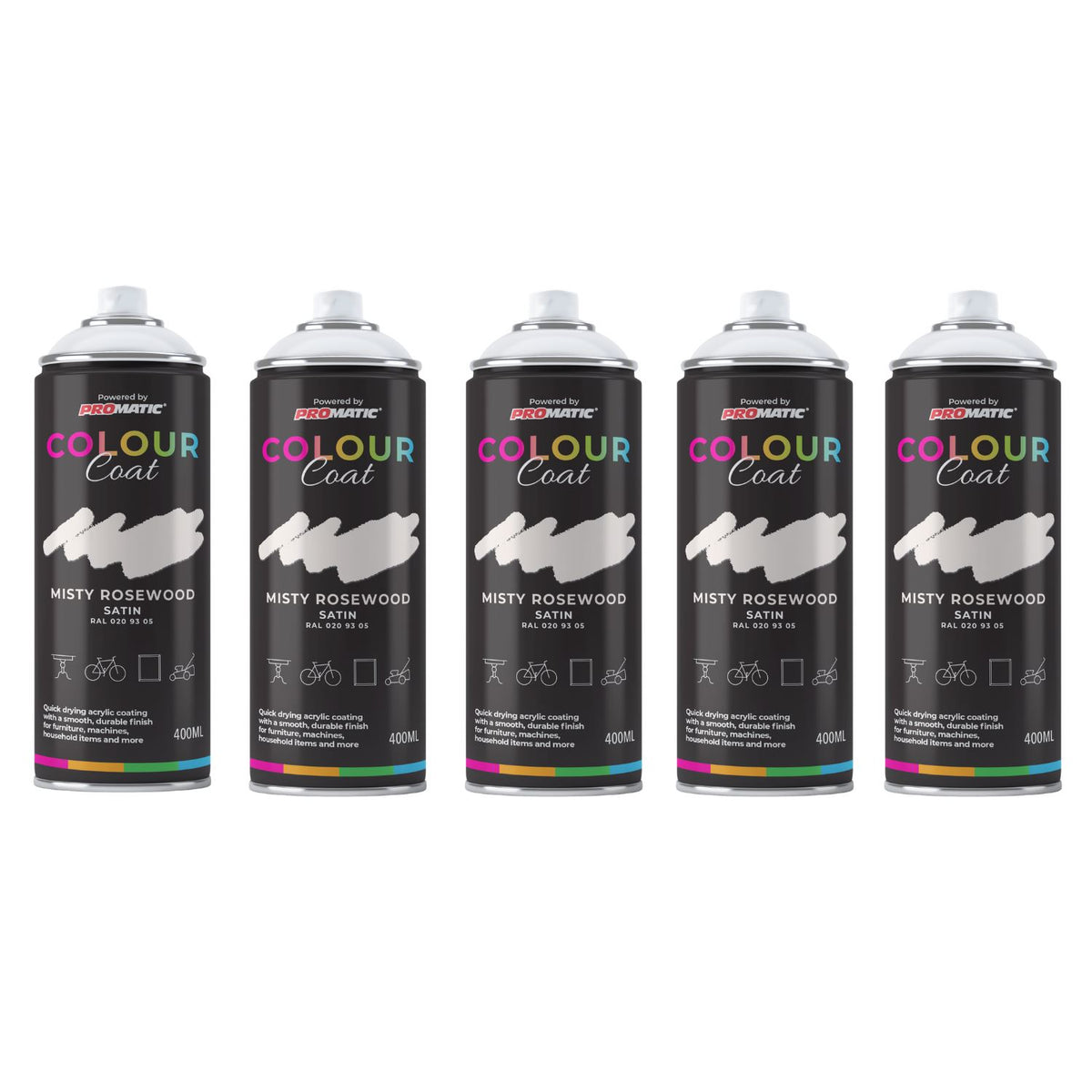5X Misty Rosewood RAL 020 93 05 Satin Spray Paint 400ml