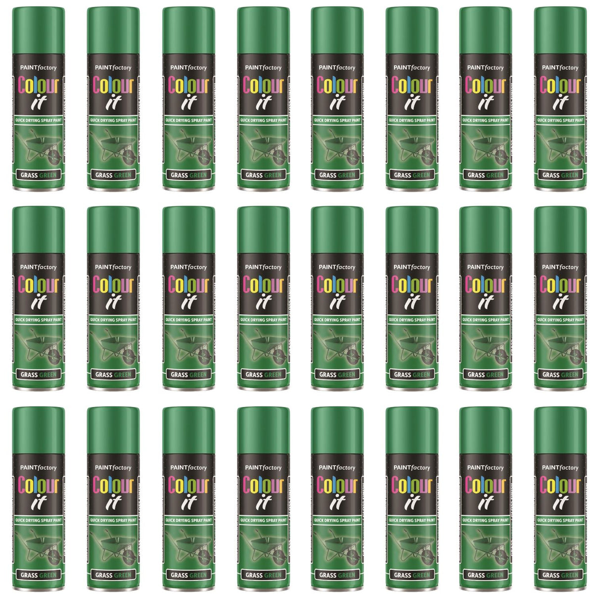 24X - Paint Factory Grass Green Gloss Spray Paint 250ml
