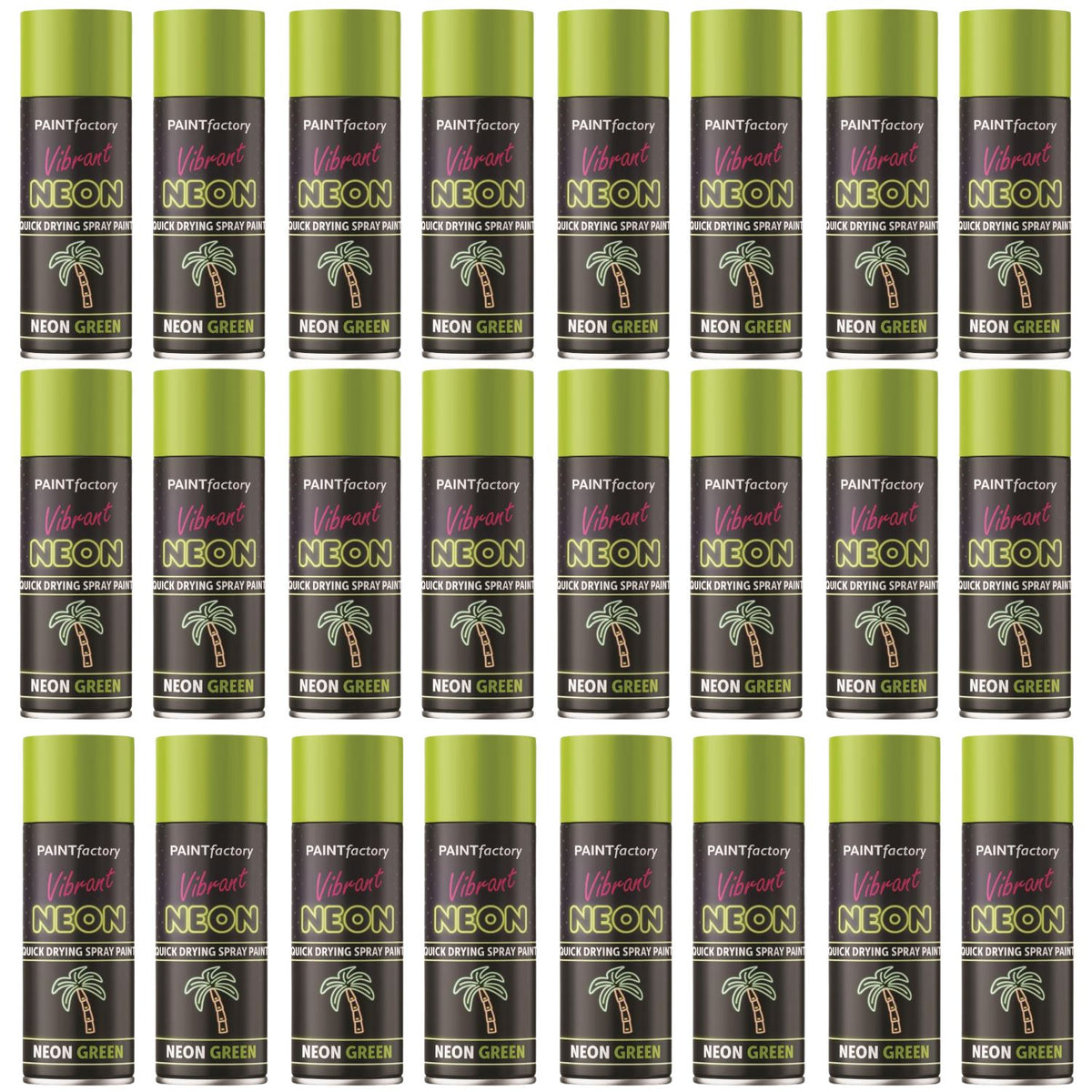 24X - Paint Factory Fluorescent Neon Green Spray Paint 200ml